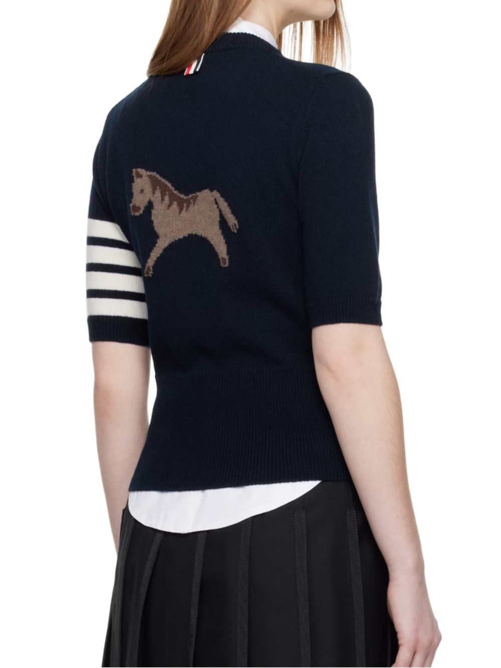 Thom Browne Navy Jersey Intarsia Classic Fit 4-Bar T-shirt